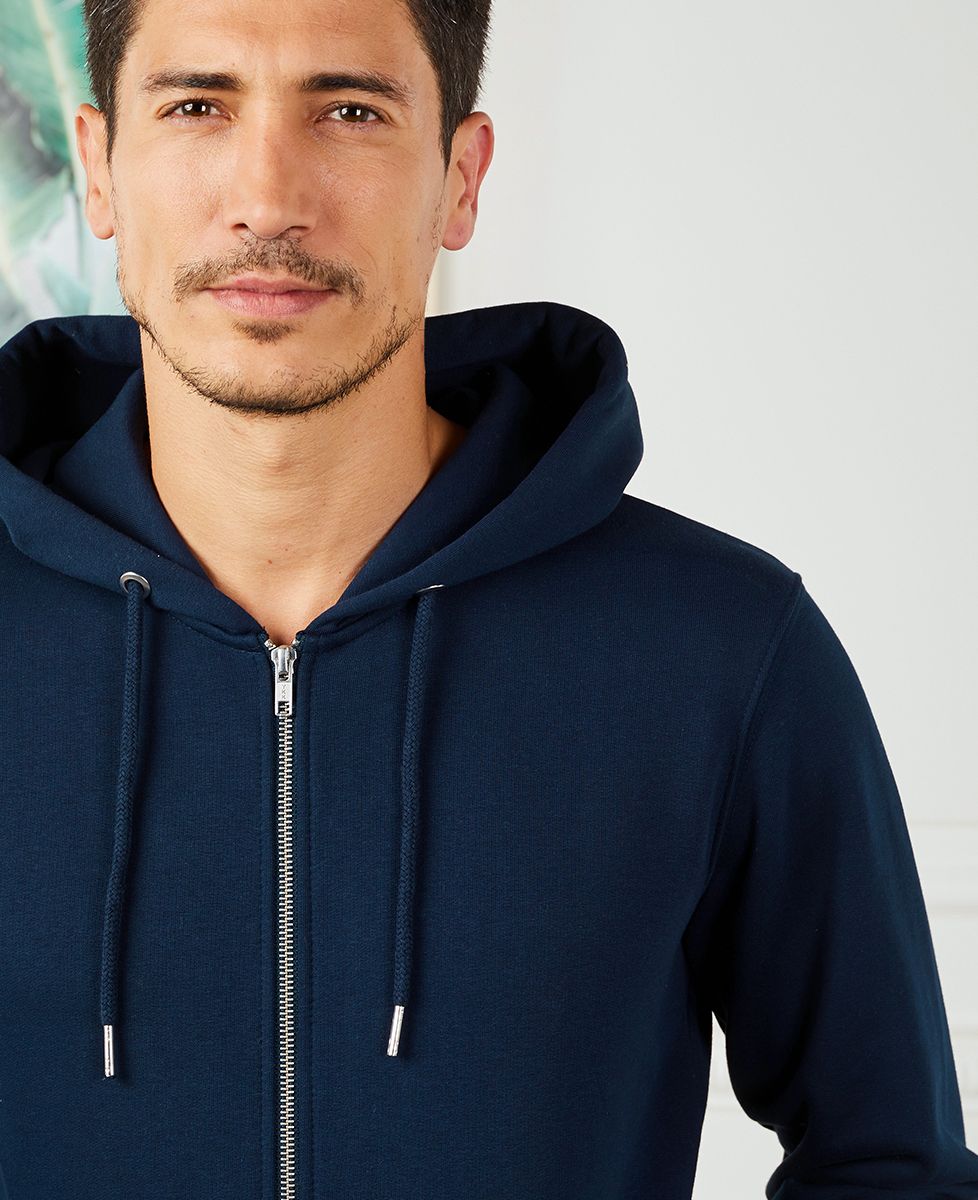 Hoodie zippé homme Coeur et prénom brodé personnalisé