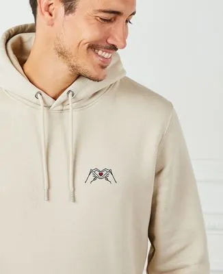 Hoodie zippé homme Coeur mains manga - brodé