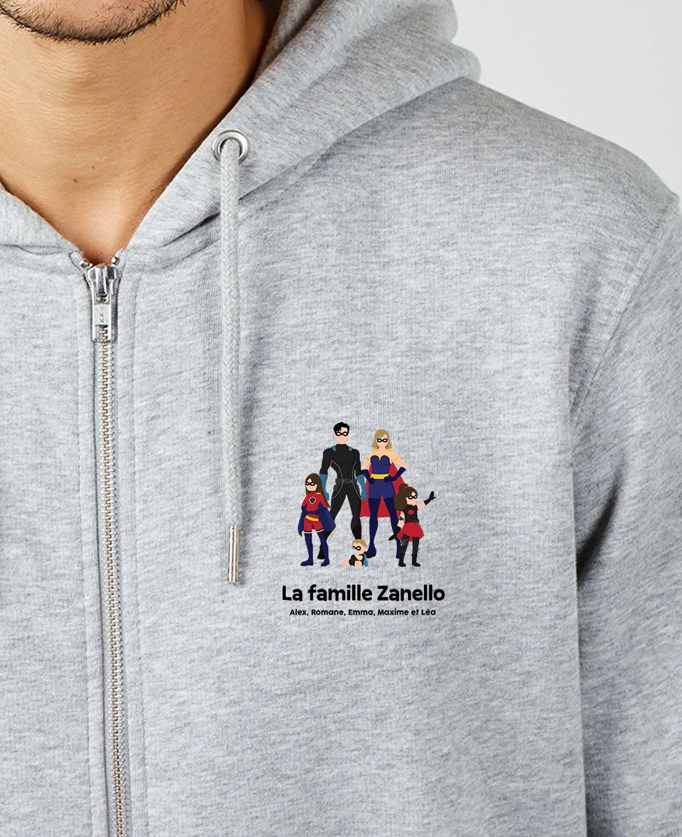 Hoodie zippé homme Famille super-héros de face