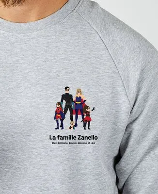 Hoodie zippé homme Famille super-héros de face