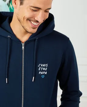 Hoodie zippé homme J'vais être papa brodé