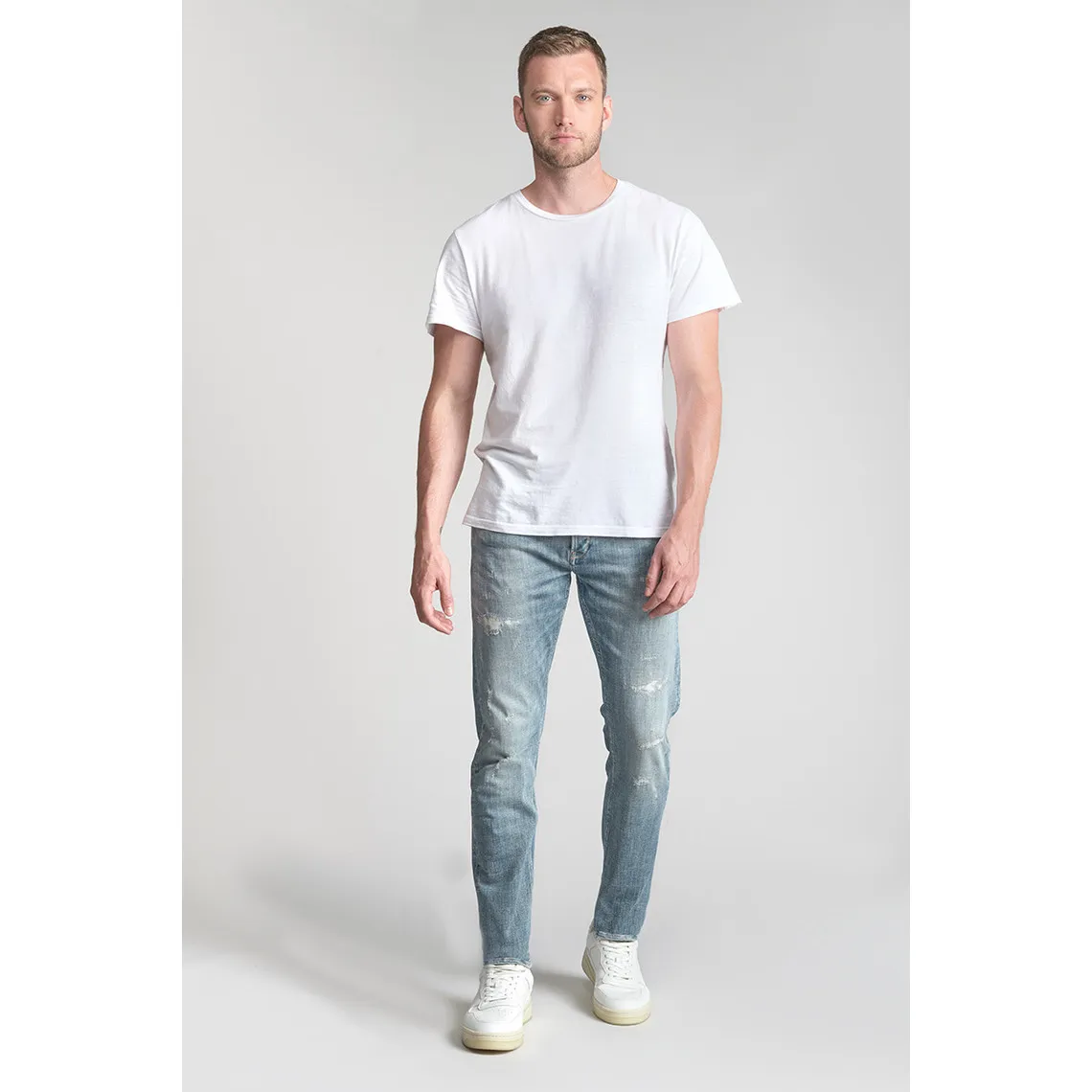 Jeans ajusté stretch 700/11, longueur 34 bleu en coton Tony | 3 Suisses