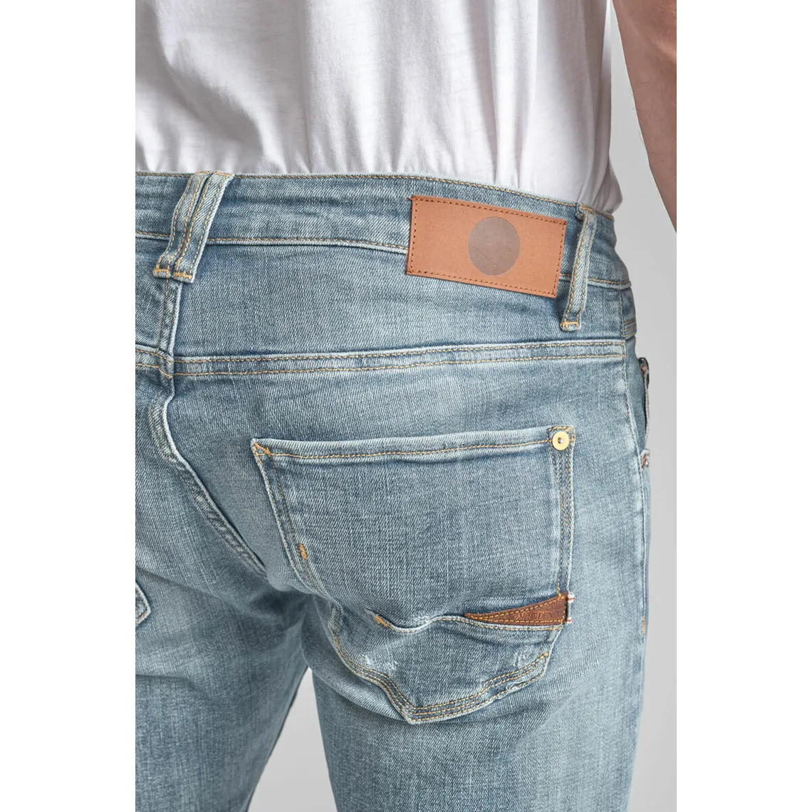 Jeans ajusté stretch 700/11, longueur 34 bleu en coton Tony | 3 Suisses