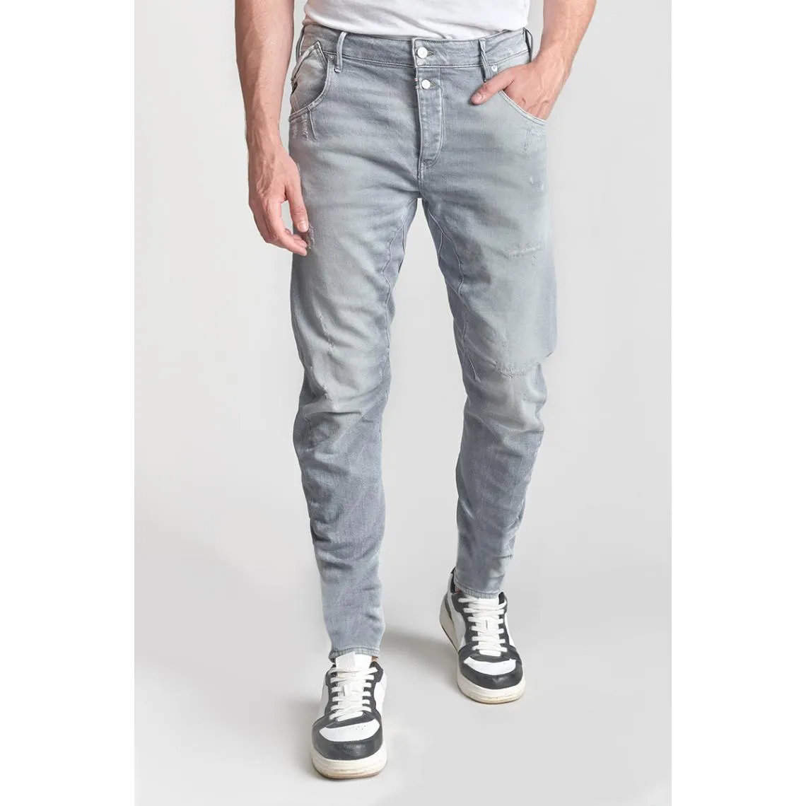 Jeans tapered 903, longueur 34 gris Milo en coton | 3 Suisses