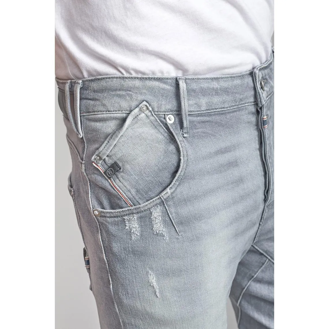 Jeans tapered 903, longueur 34 gris Milo en coton | 3 Suisses