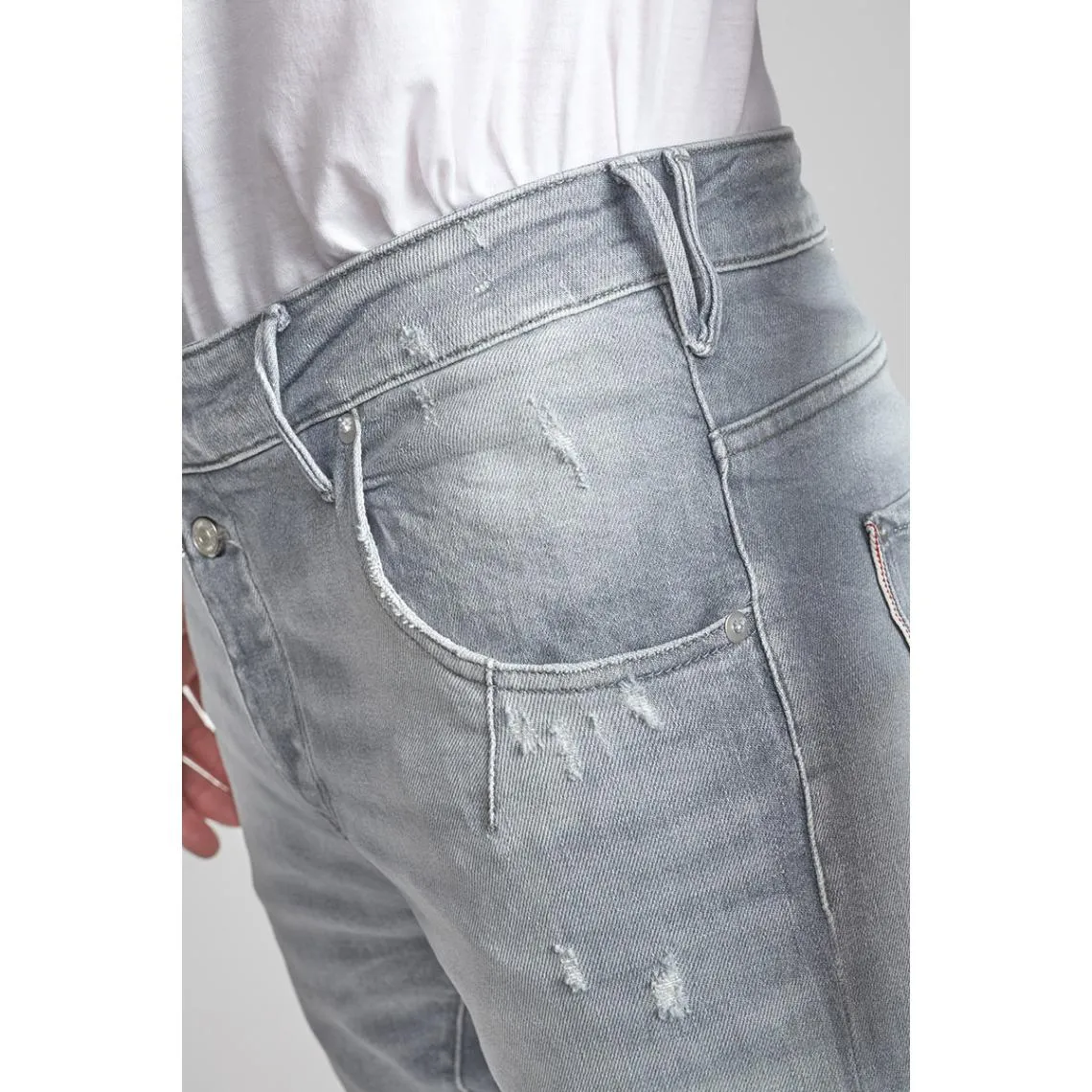 Jeans tapered 903, longueur 34 gris Milo en coton | 3 Suisses