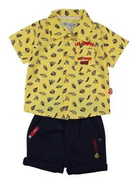 Lee Cooper - Ensemble ​​Chemise short bébé garçon Imprimé Logo - Jaune