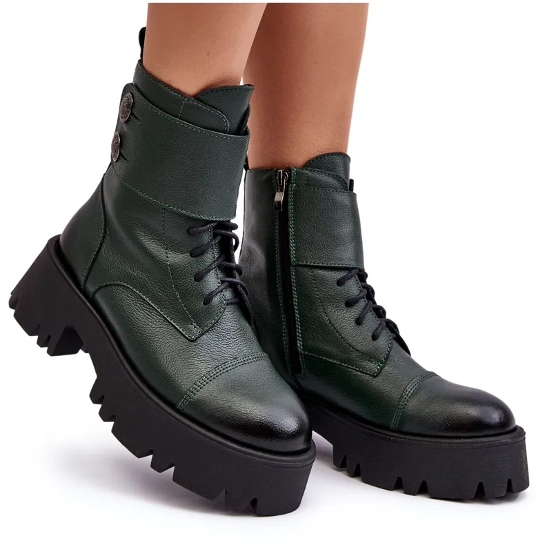 Lemar Anceria Bottes de travail en cuir pour femme Vert