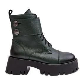 Lemar Anceria Bottes de travail en cuir pour femme Vert