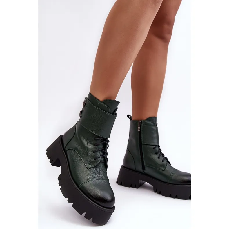 Lemar Anceria Bottes de travail en cuir pour femme Vert