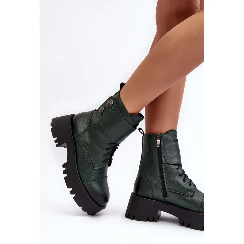 Lemar Anceria Bottes de travail en cuir pour femme Vert