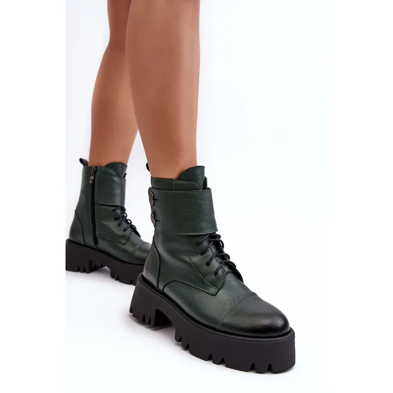 Lemar Anceria Bottes de travail en cuir pour femme Vert