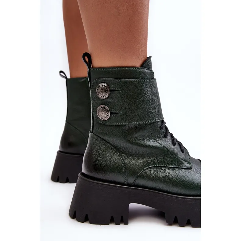 Lemar Anceria Bottes de travail en cuir pour femme Vert