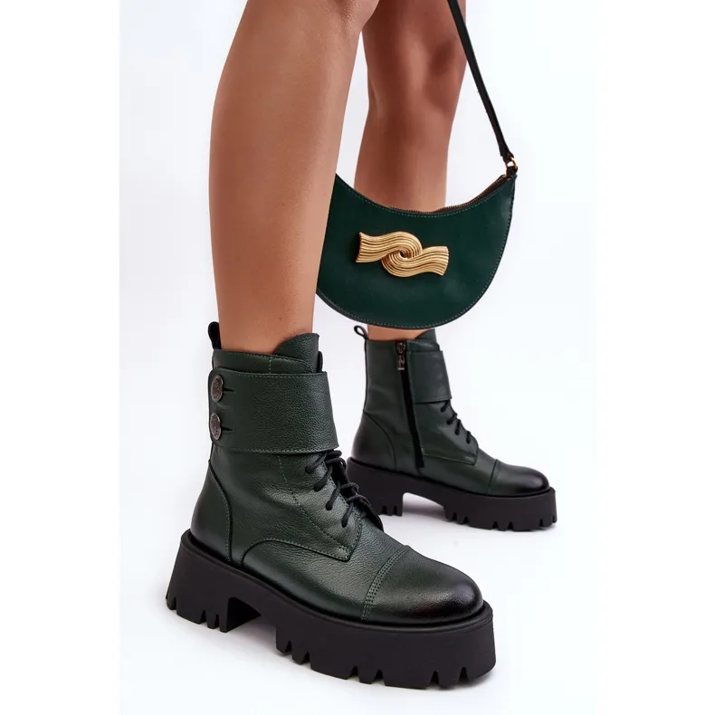 Lemar Anceria Bottes de travail en cuir pour femme Vert