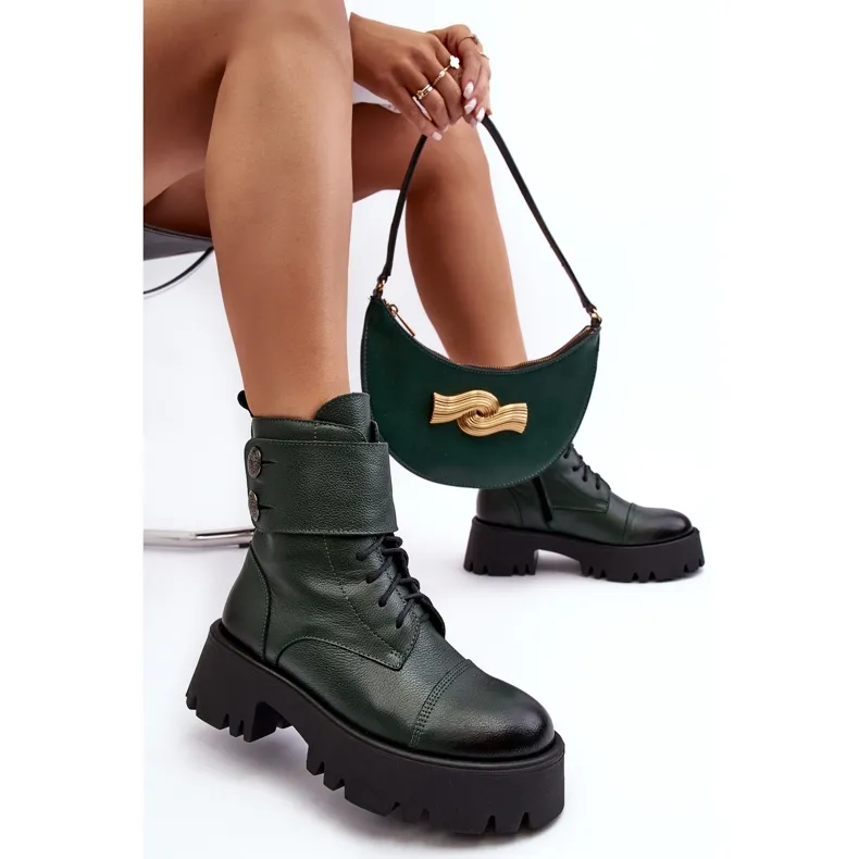 Lemar Anceria Bottes de travail en cuir pour femme Vert