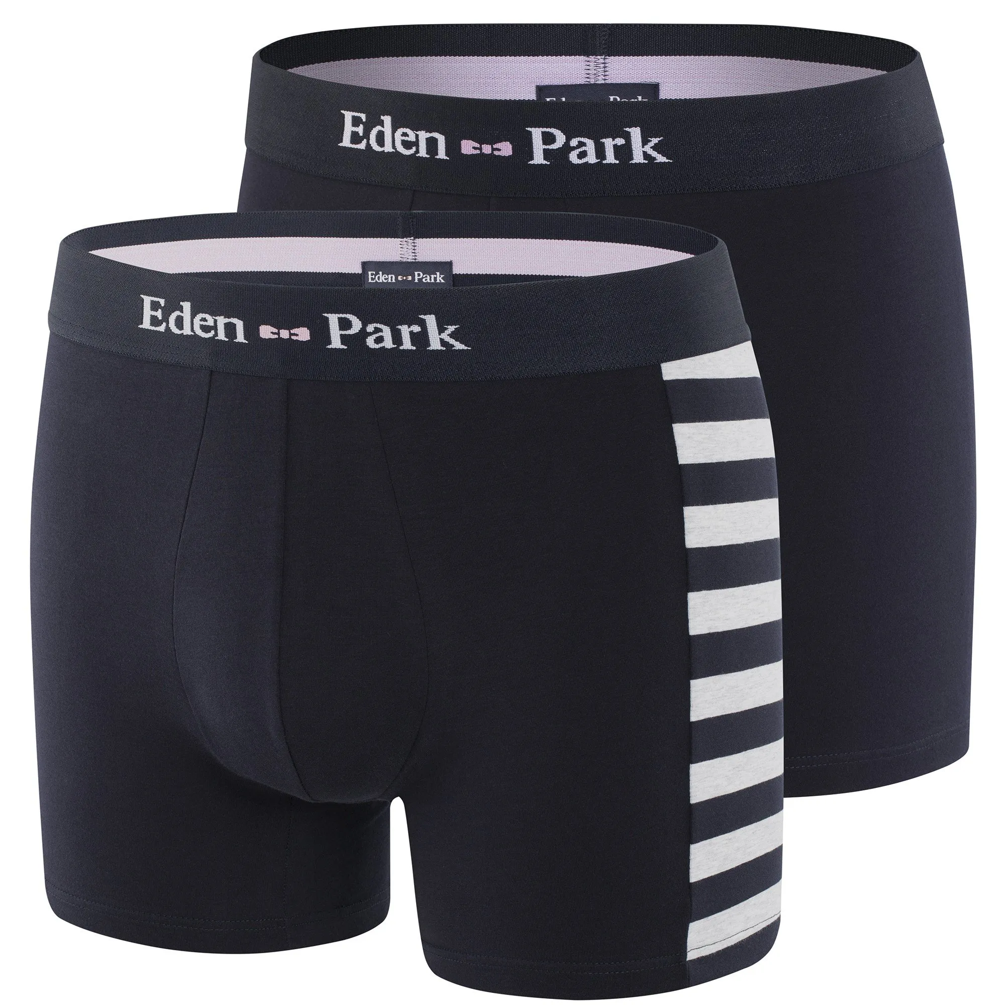 Lot de 2 boxers rayés gris et uni - Eden Park : vente shorty boxers...