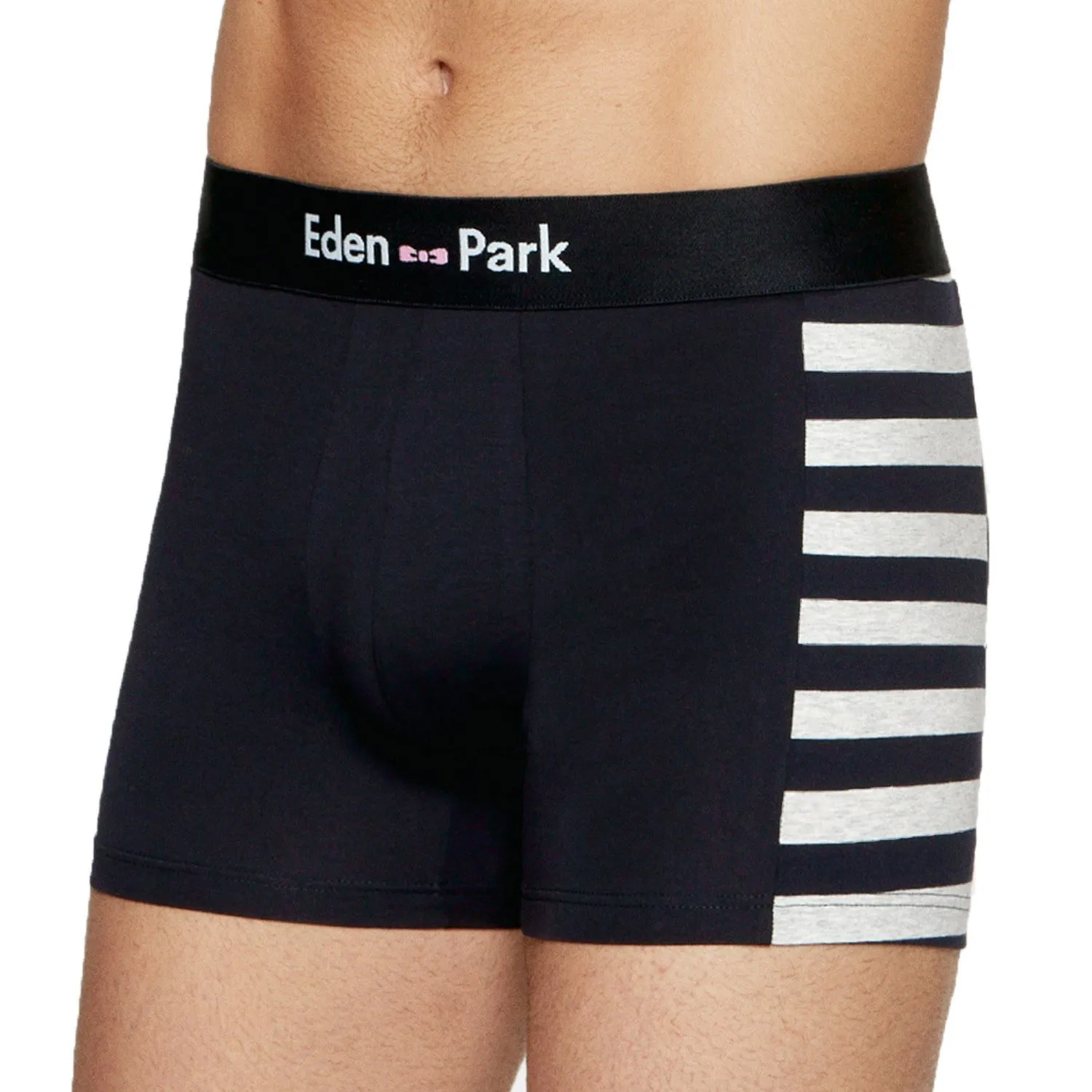 Lot de 2 boxers rayés gris et uni - Eden Park : vente shorty boxers...