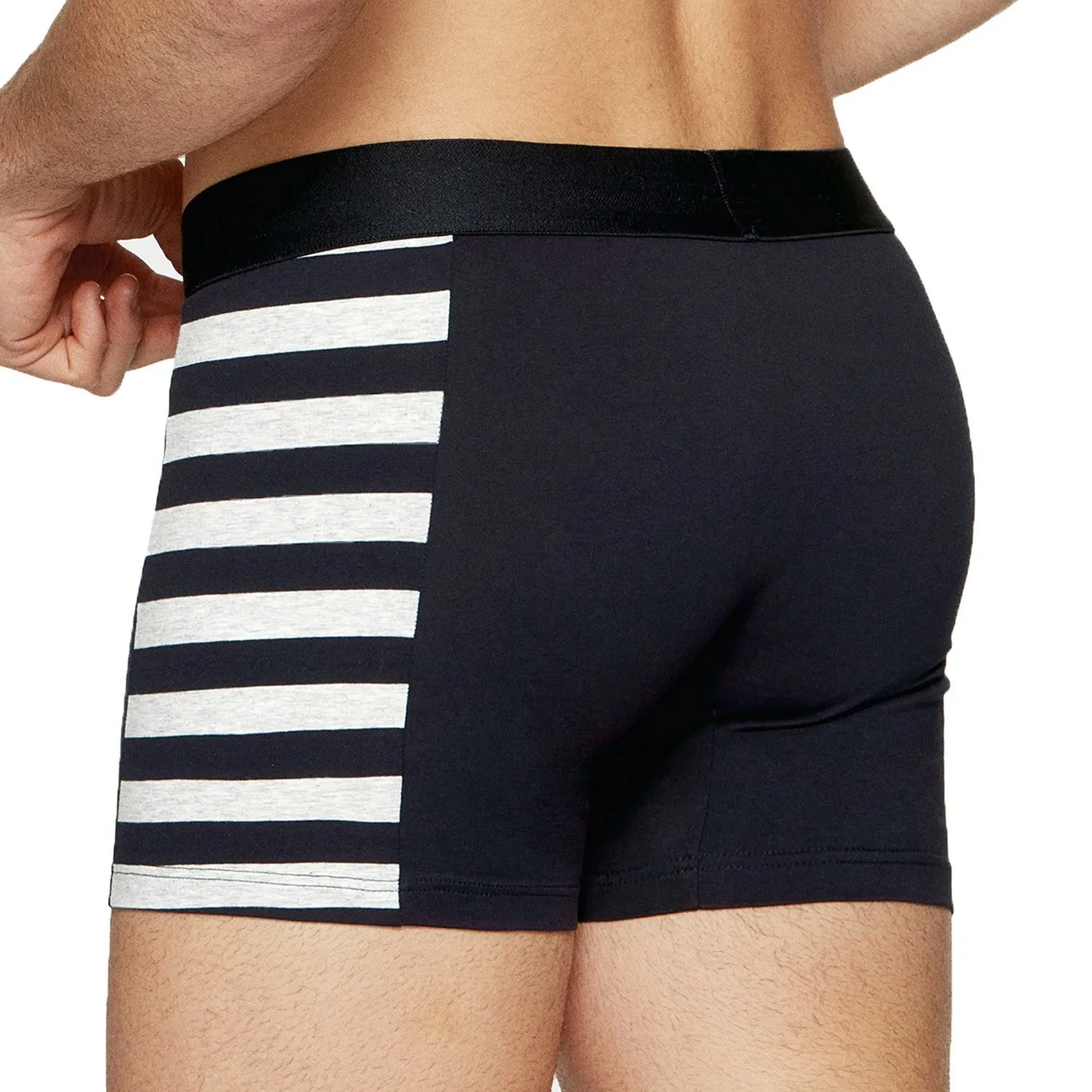 Lot de 2 boxers rayés gris et uni - Eden Park : vente shorty boxers...