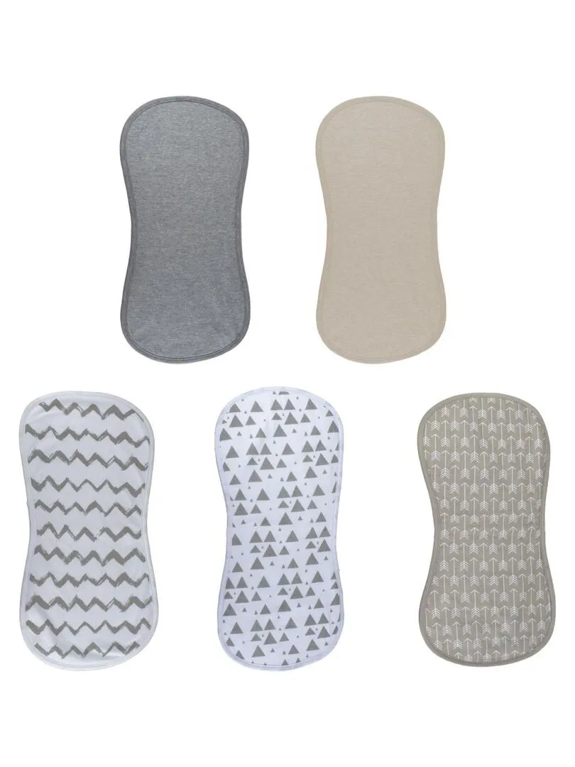 Lot de 5 bavoirs bébé pour épaule 100% coton - Monsieur Bébé - Multicolore