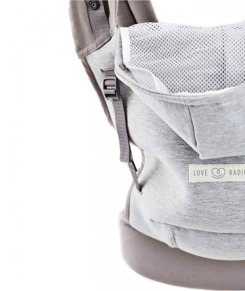 Love Radius : Porte bébé Physiologique 'Hoodie Carrier Pack' - Gris Athlétique - 100% Ecoresponsable - Mer(e)veilleuse