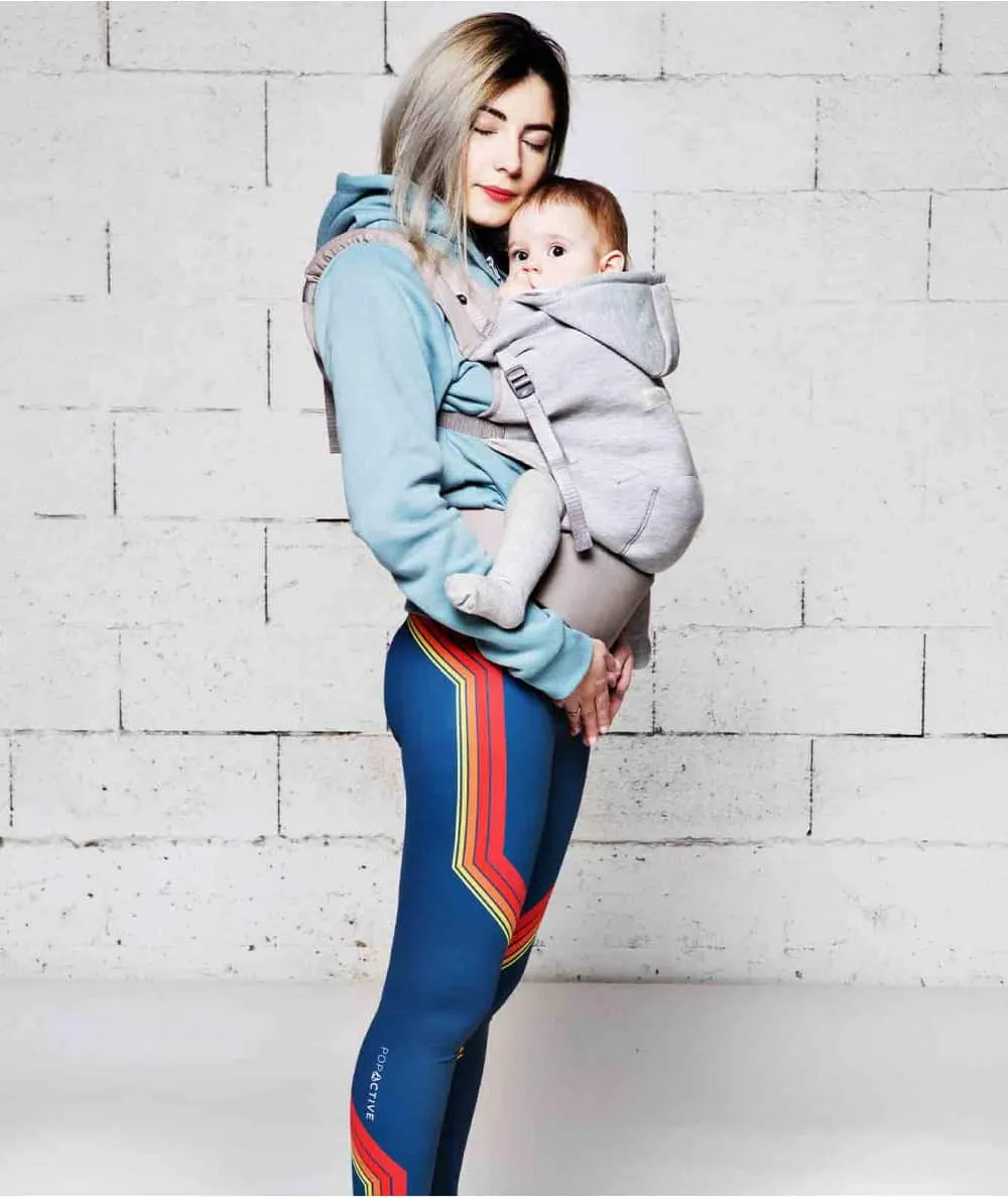 Love Radius : Porte bébé Physiologique 'Hoodie Carrier Pack' - Gris Athlétique - 100% Ecoresponsable - Mer(e)veilleuse