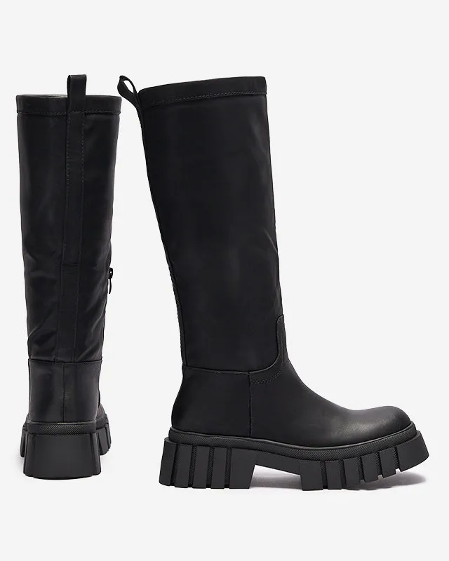 OUTLET Bottes mi-mollet pour femmes noires Astaroth - Chaussures