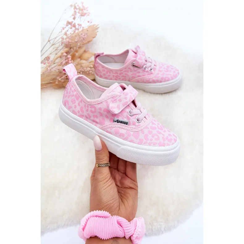 PA1 Baskets enfant à motifs avec velcro, rose Talirena