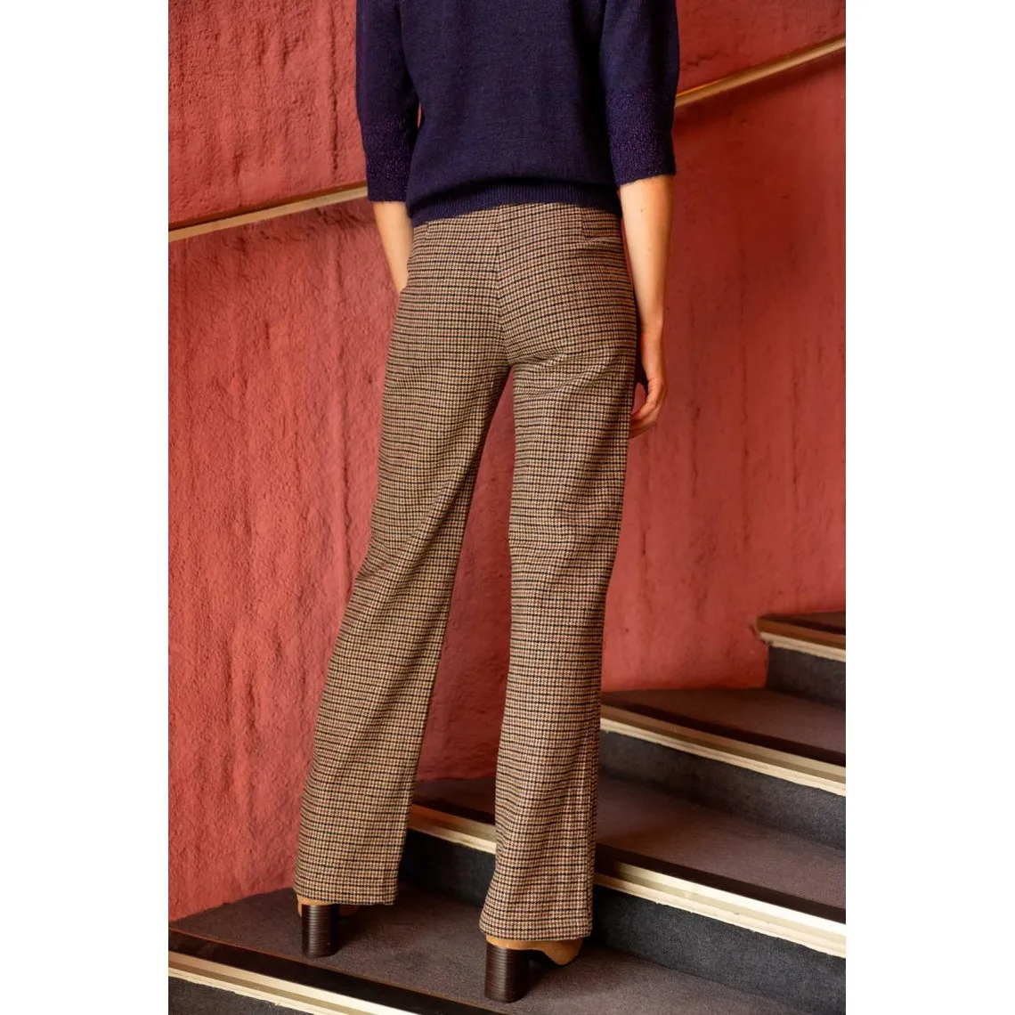 Pantalon carreaux ELYN marron | 3 Suisses