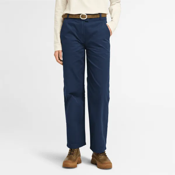 Pantalon chino à coupe droite Claremont pour femme en bleu foncé