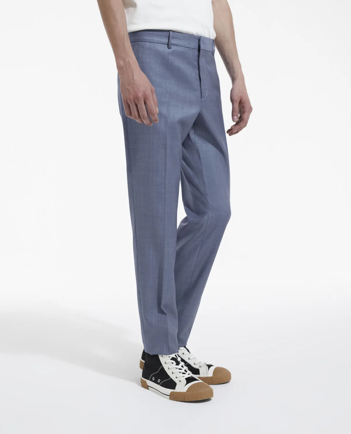 Pantalon costume laine bleu clair ajusté