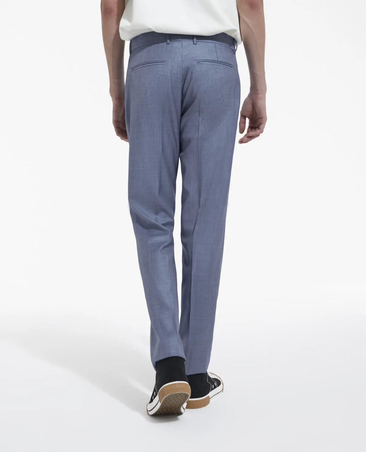 Pantalon costume laine bleu clair ajusté