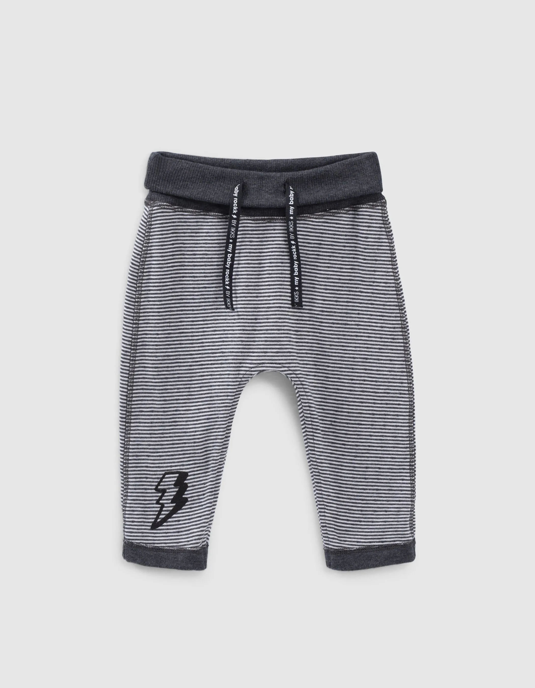 Pantalon réversible gris chiné et rayé coton bio bébé