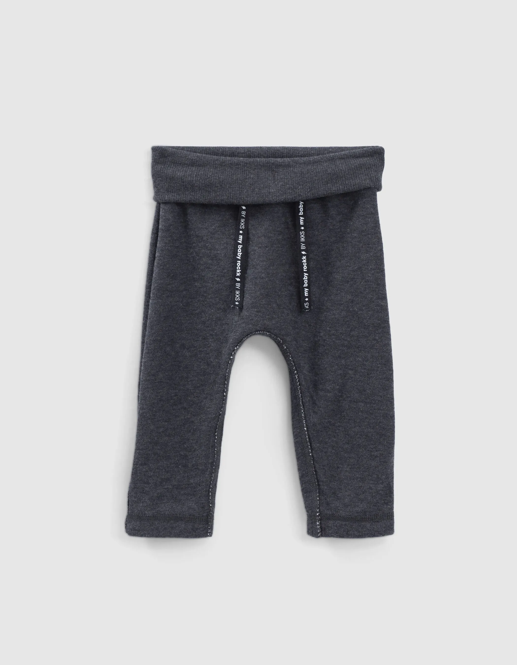 Pantalon réversible gris chiné et rayé coton bio bébé