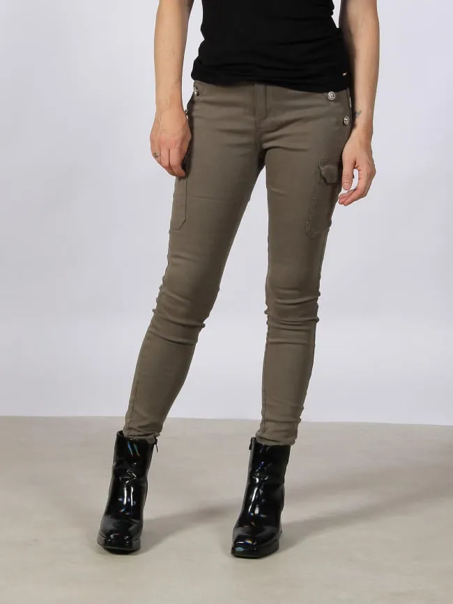 Pantalon skinny cargo kaki femme - Morgan | wimod