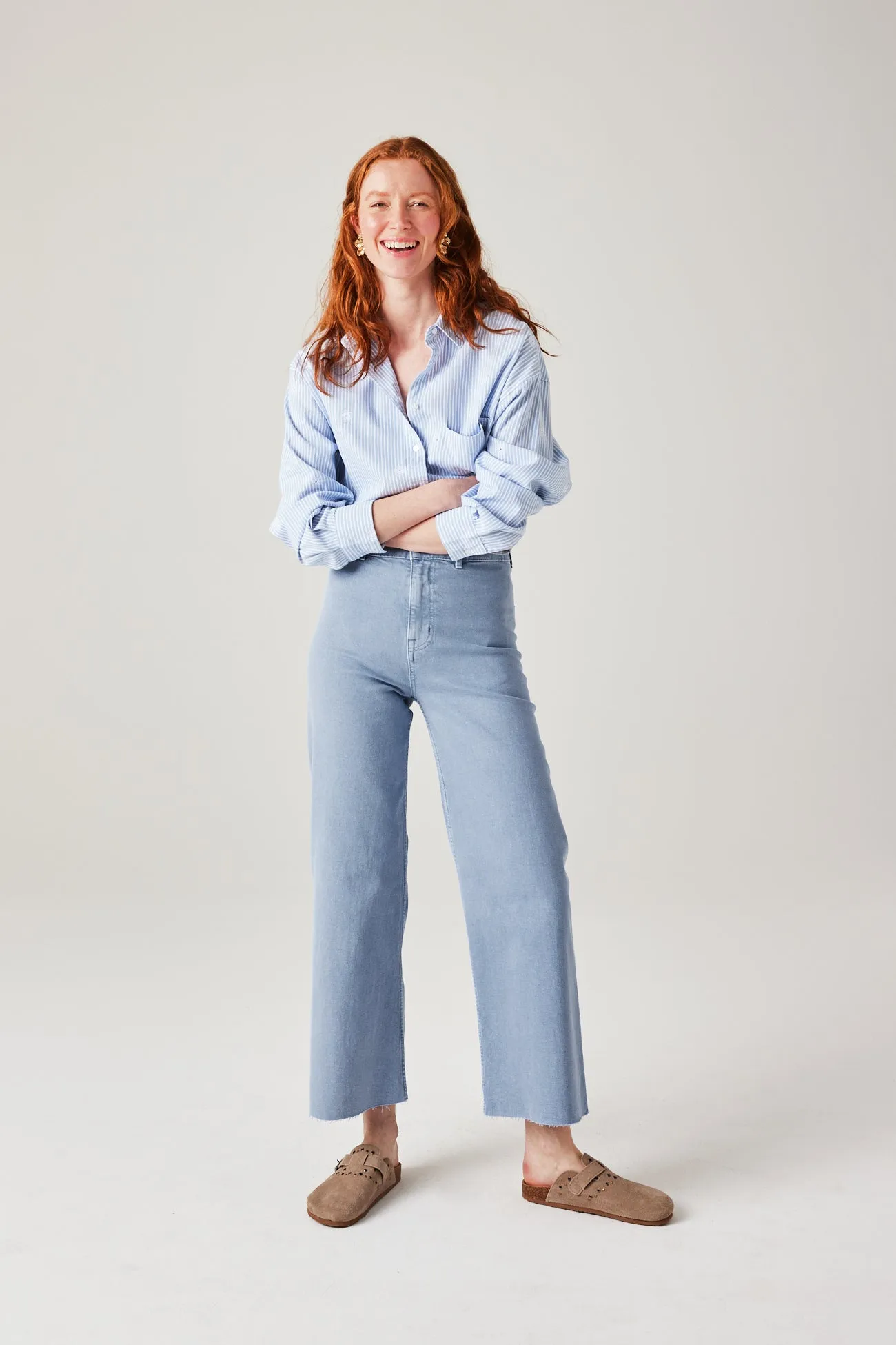 Pantalon taille haute raw cut - Bleu