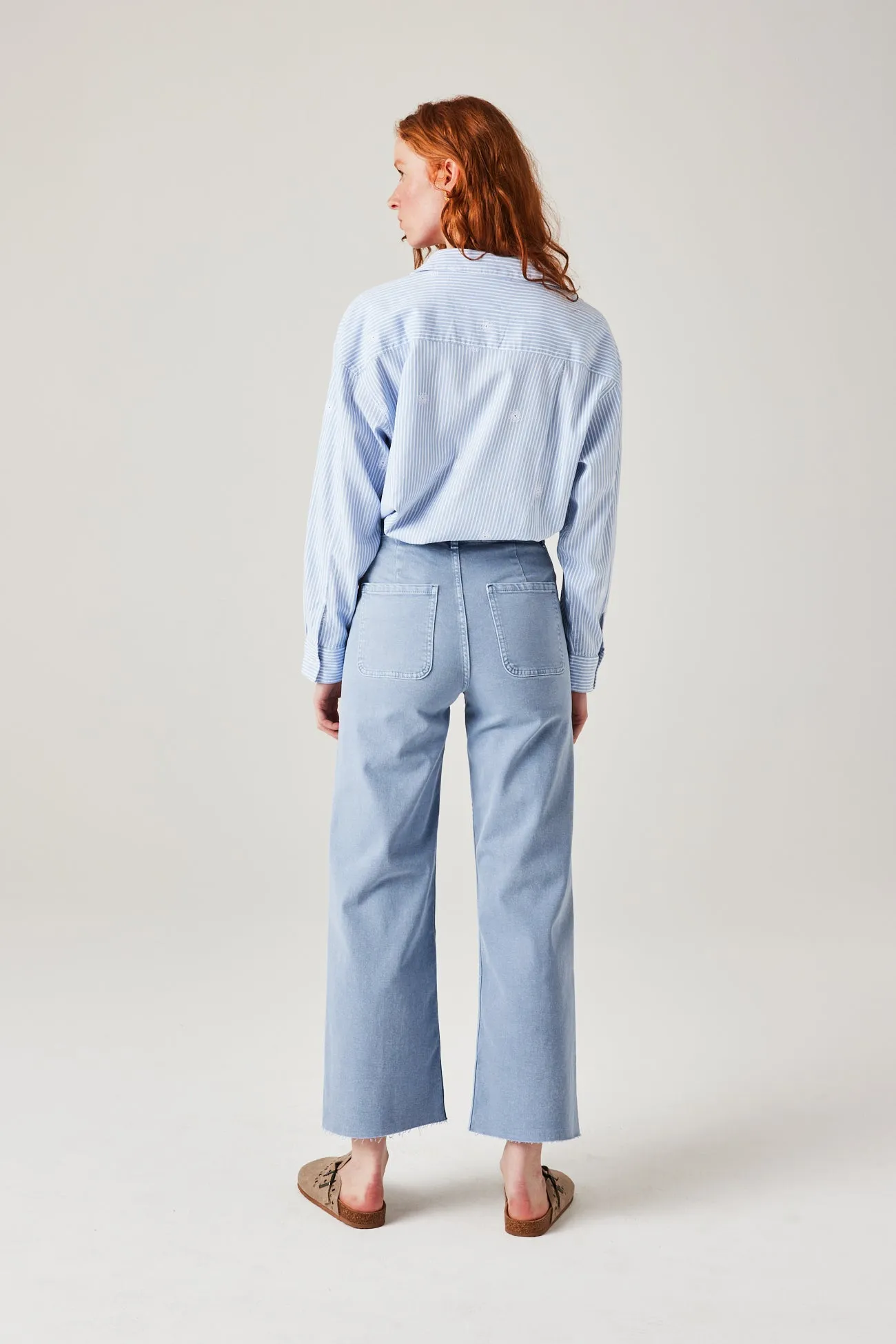 Pantalon taille haute raw cut - Bleu