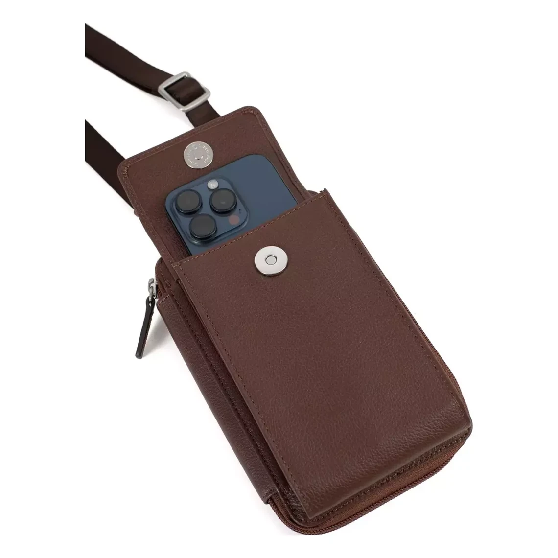 Pochette téléphone avec portefeuille Stop RFID Cuir CONFORT Chocolat | 3 Suisses