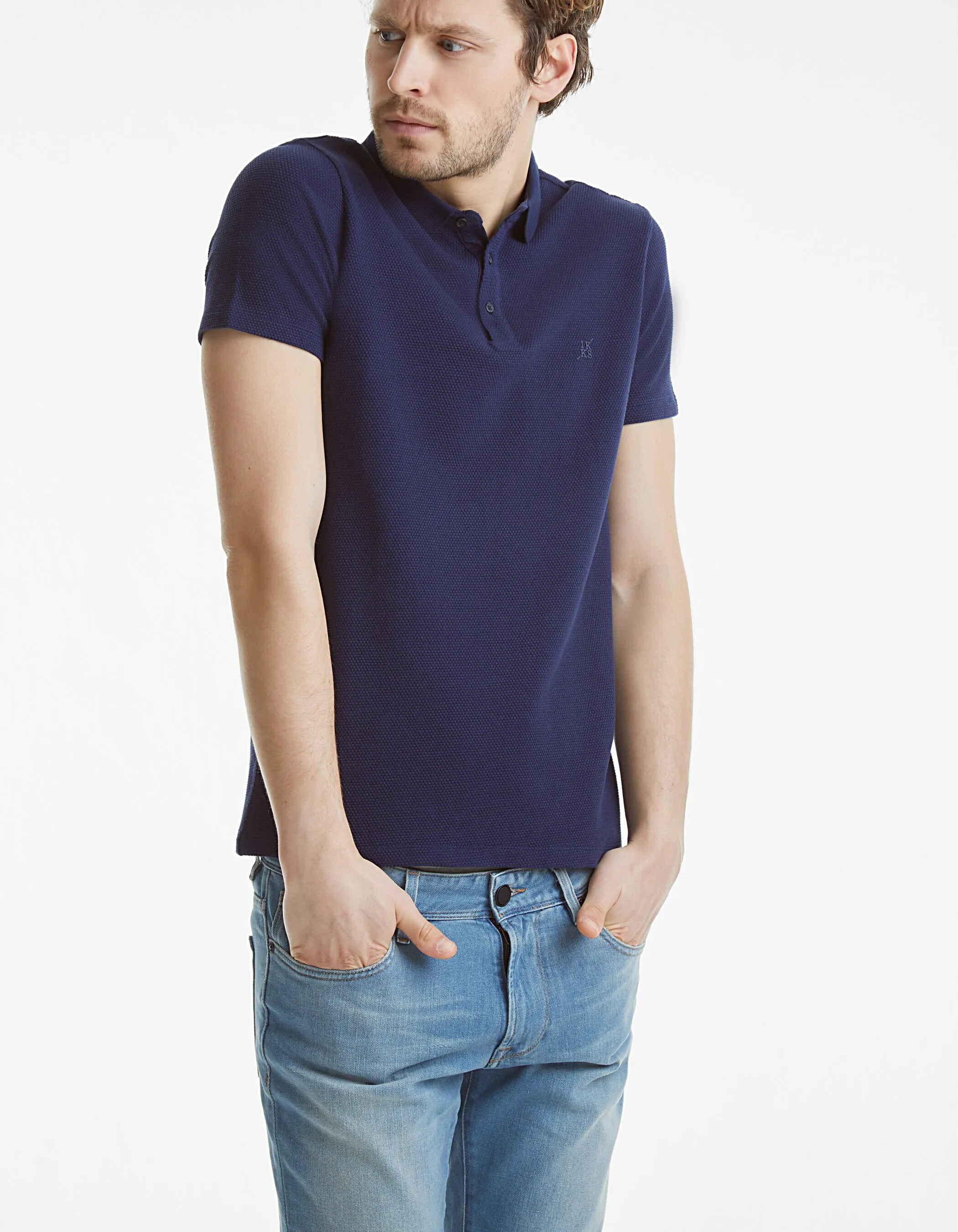 Polo bleu homme