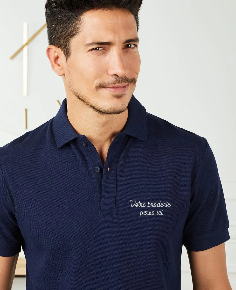 Polo homme Texte brodé personnalisé