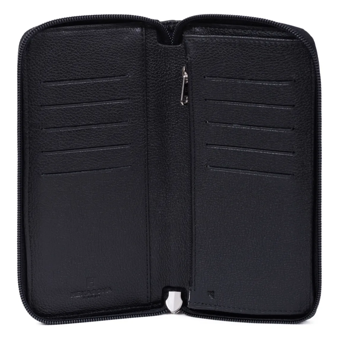 Portefeuille long Stop RFID Cuir DUO Noir/Marine Hexagona - Portefeuille & Porte cartes Homme sur MenCorner