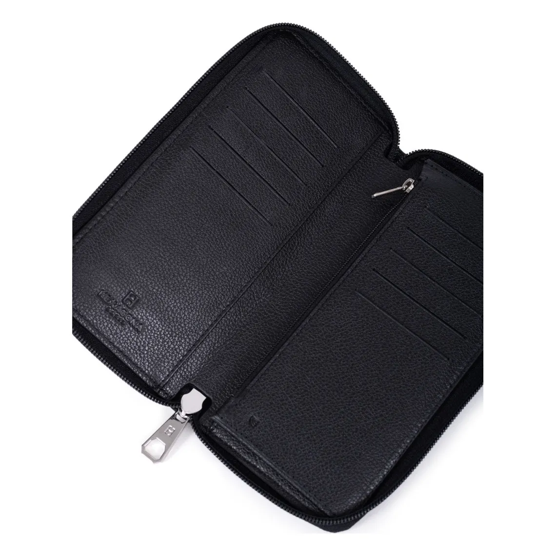 Portefeuille long Stop RFID Cuir DUO Noir/Marine Hexagona - Portefeuille & Porte cartes Homme sur MenCorner