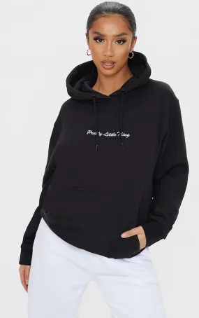 PRETTYLITTLETHING Petite Hoodie noire oversize brodé