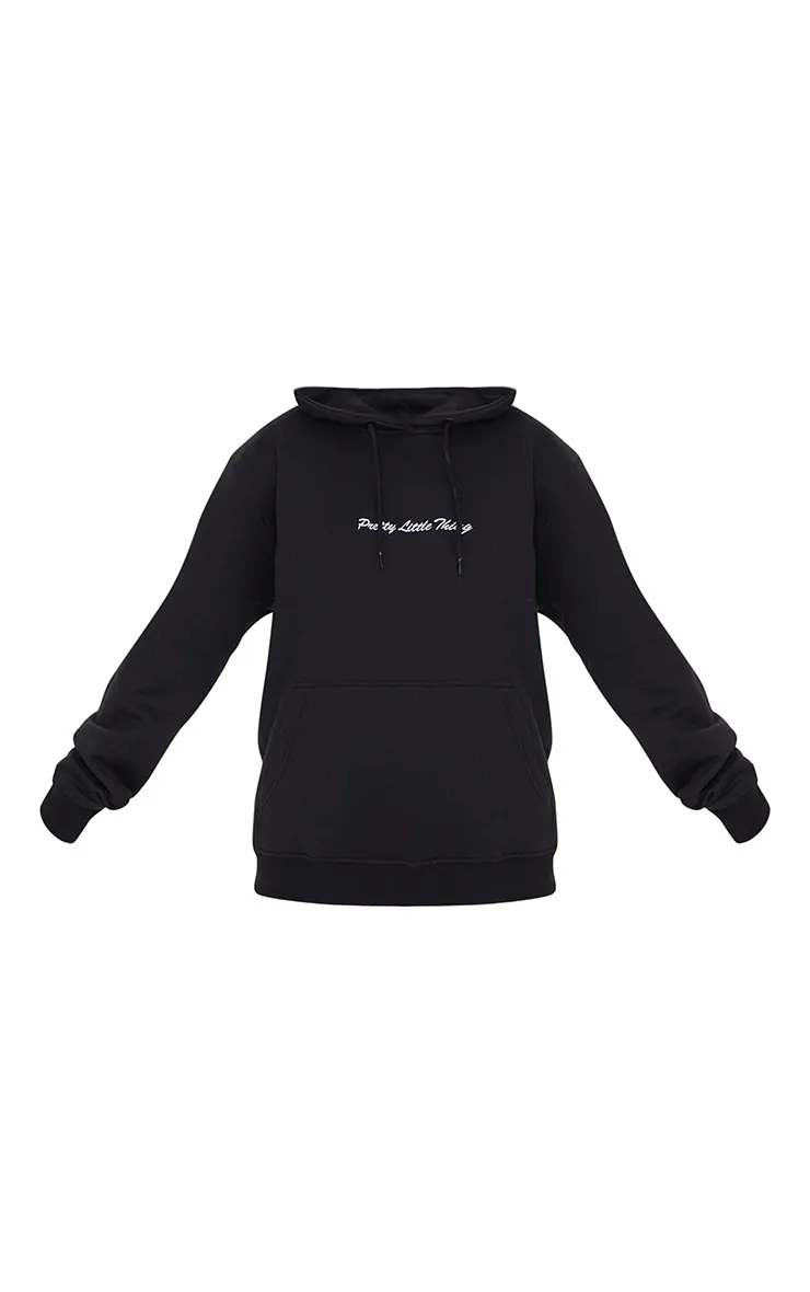 PRETTYLITTLETHING Petite Hoodie noire oversize brodé