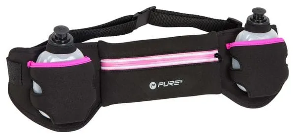 Pure2Improve Ceinture de course avec 2 bouteilles Noir et rose