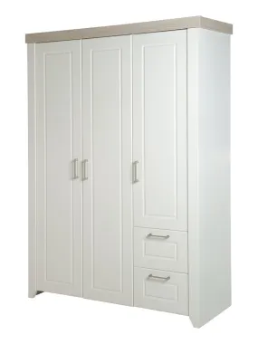 ROBA Armoire "Felicia" 3 portes et 2 tiroirs – style maison de campagne moderne - Blanc