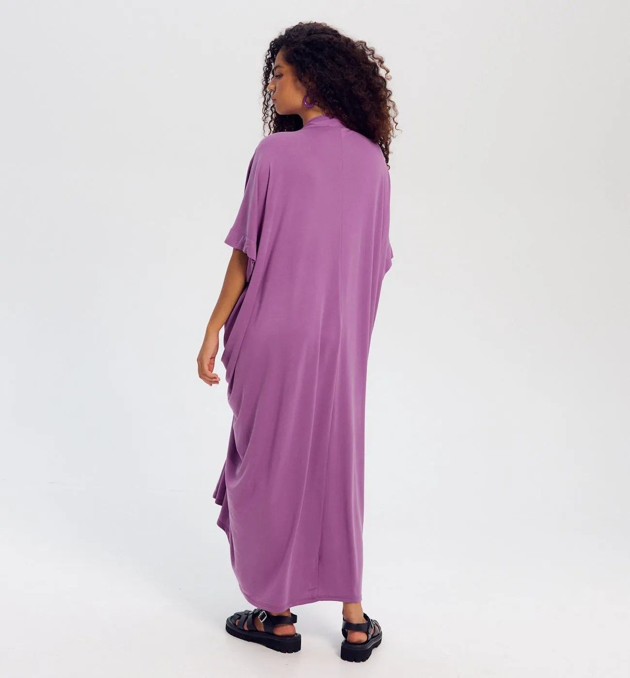 Robe caftan unie Femme - Cassis