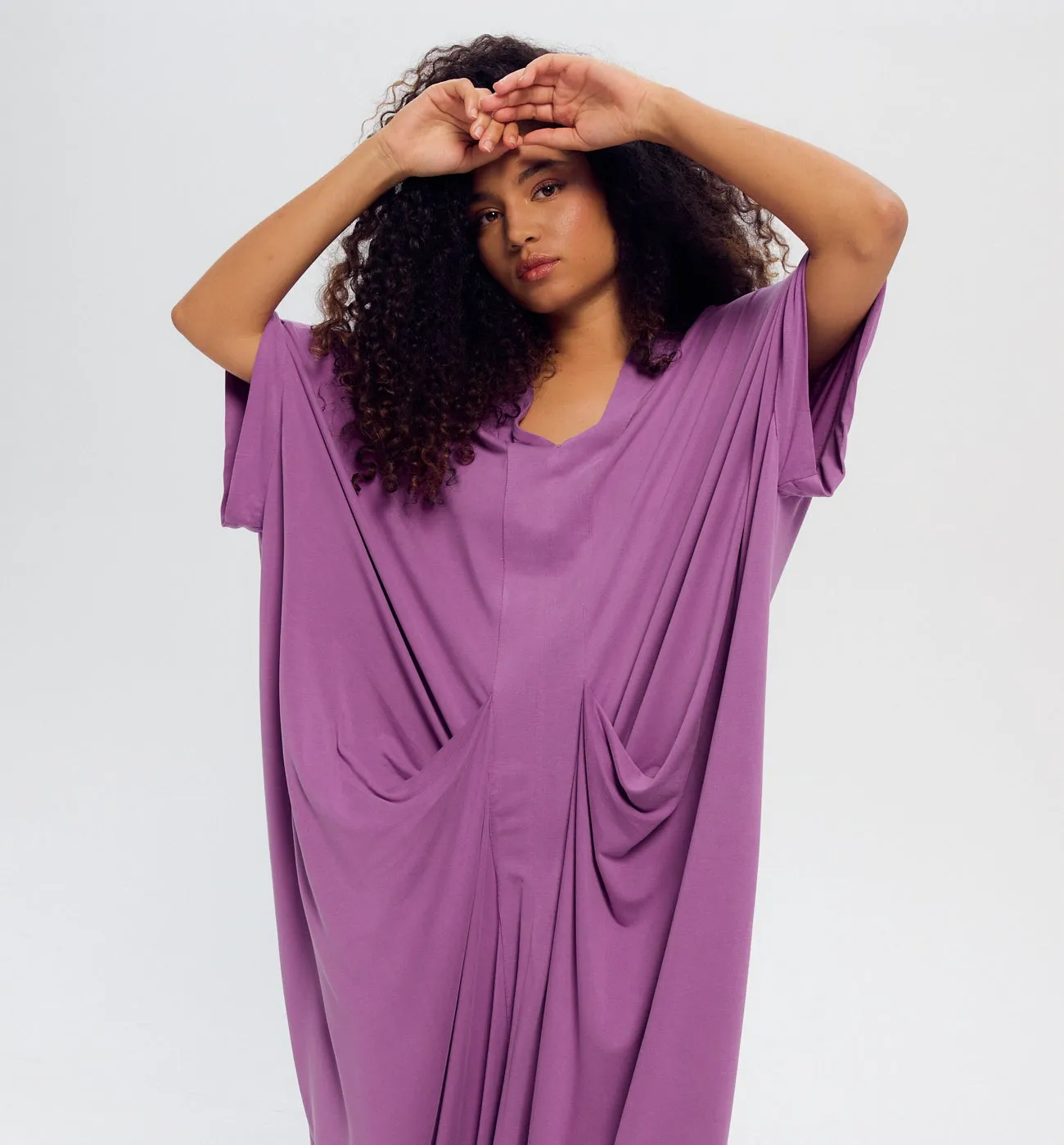 Robe caftan unie Femme - Cassis