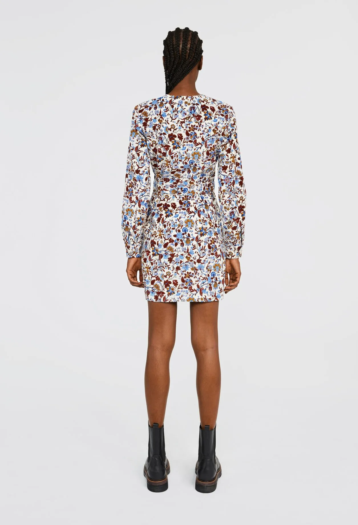 Robe courte imprimée fleurie coton | Claudie FR