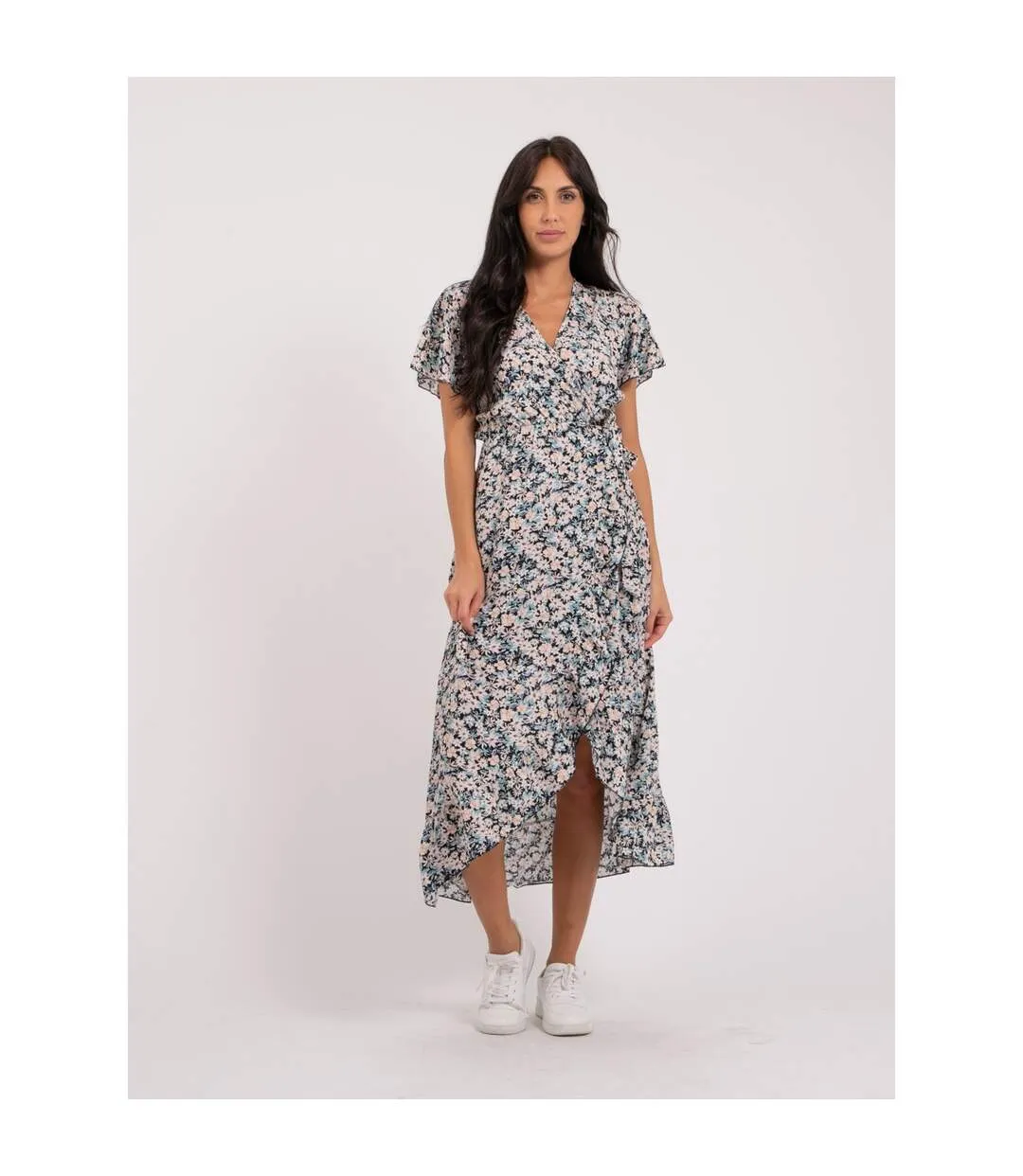 Robe longue portefeuille motifs IDOLE - Dona X Lisa