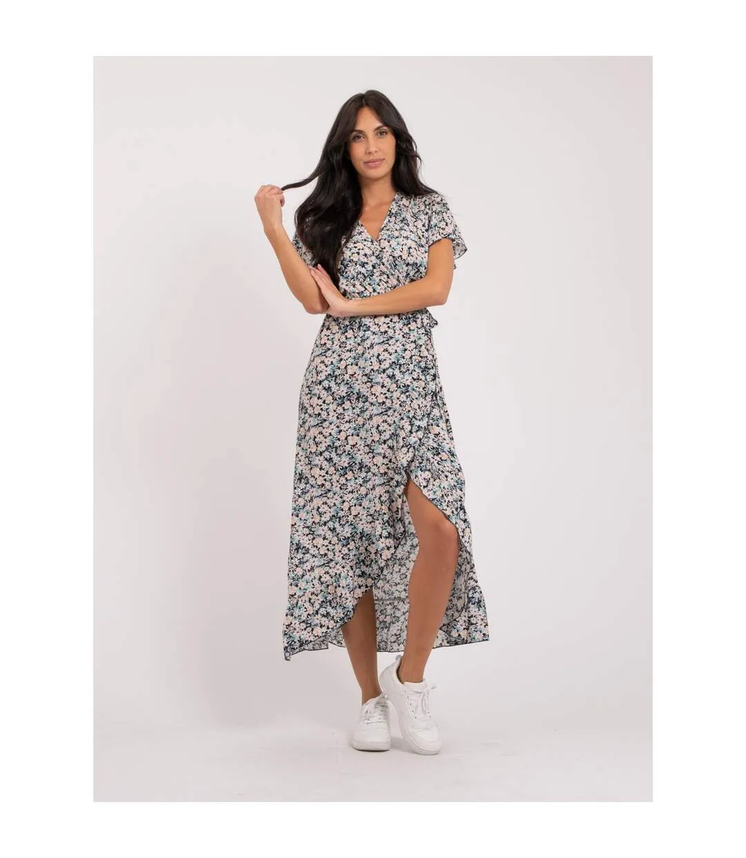 Robe longue portefeuille motifs IDOLE - Dona X Lisa